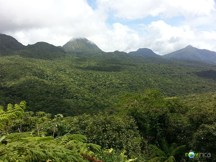 In Morne Trois Pitons National Park looking across at Morne Watt, Morne Nichols and Morne Anglais